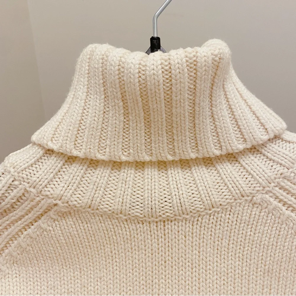 Joseph London Ivory Cream Wool Long Sleeve Turtleneck Knit Sweater Net-A-Porter - Picture 5 of 8